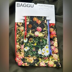 NWT BAGGU Lantana Flat Pouch Set